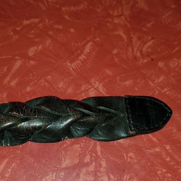 Vintage Brighton Black Leather Woven Belt 36 main image 13